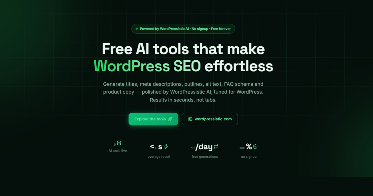 Introducing the WPistic AI Studio — Free AI Tools for WordPress